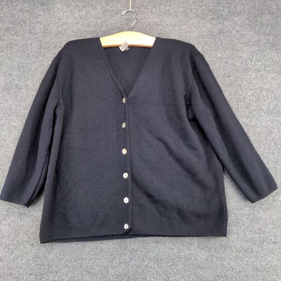 Franco Callegari Women's Button Front Knit Cardigan Sweater Blue Medium Merino - Picture 2 of 12